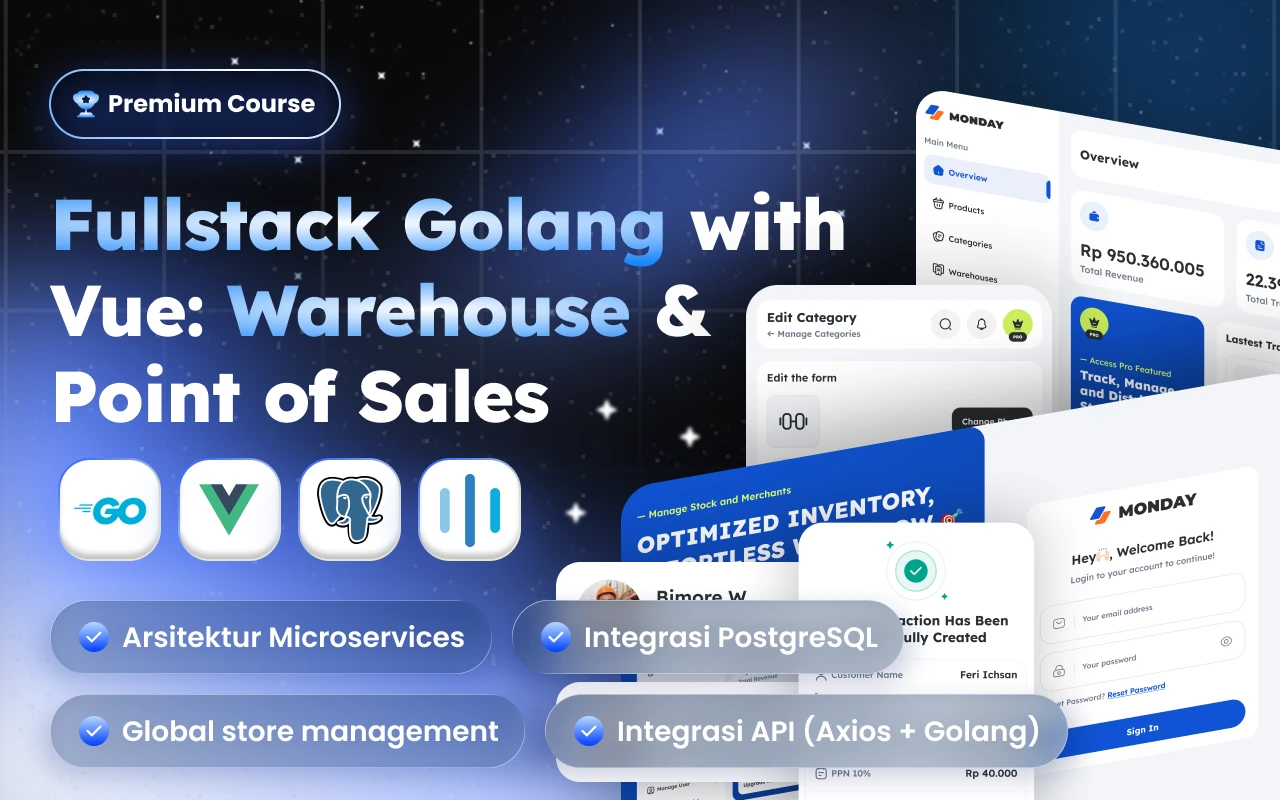 Kelas Fullstack Golang with Vue: Warehouse & Point of Sales di BuildWithAngga
